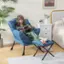 Alt View 11. Costway - Lazy Sofa Armchair with Folding Footrest and Storage Pocket - Blue.