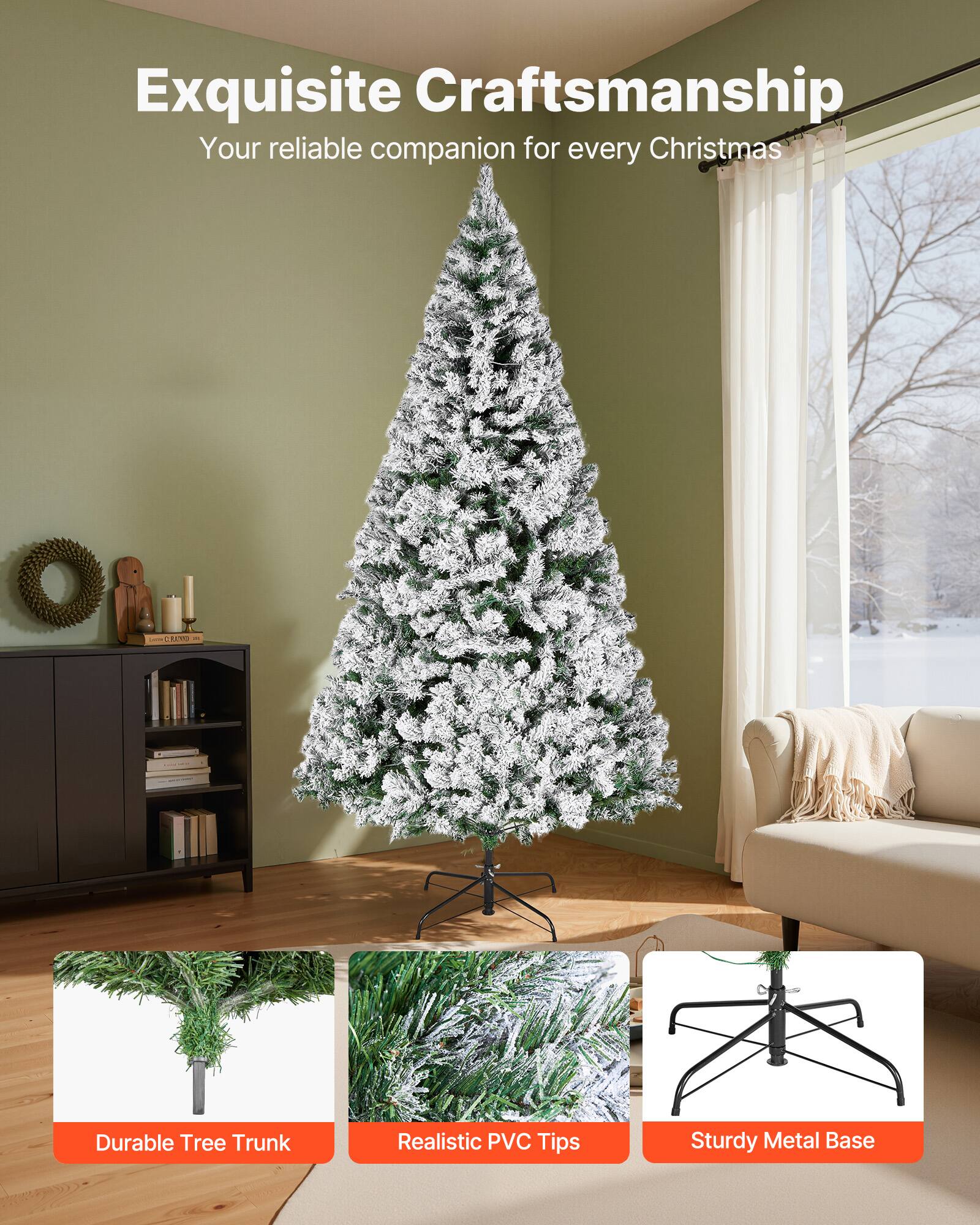 Exquisite Craftsmanship  
Your reliable companion for every Christmas  

- Durable Tree Trunk  
- Realistic PVC Tips  
- Sturdy Metal Base
