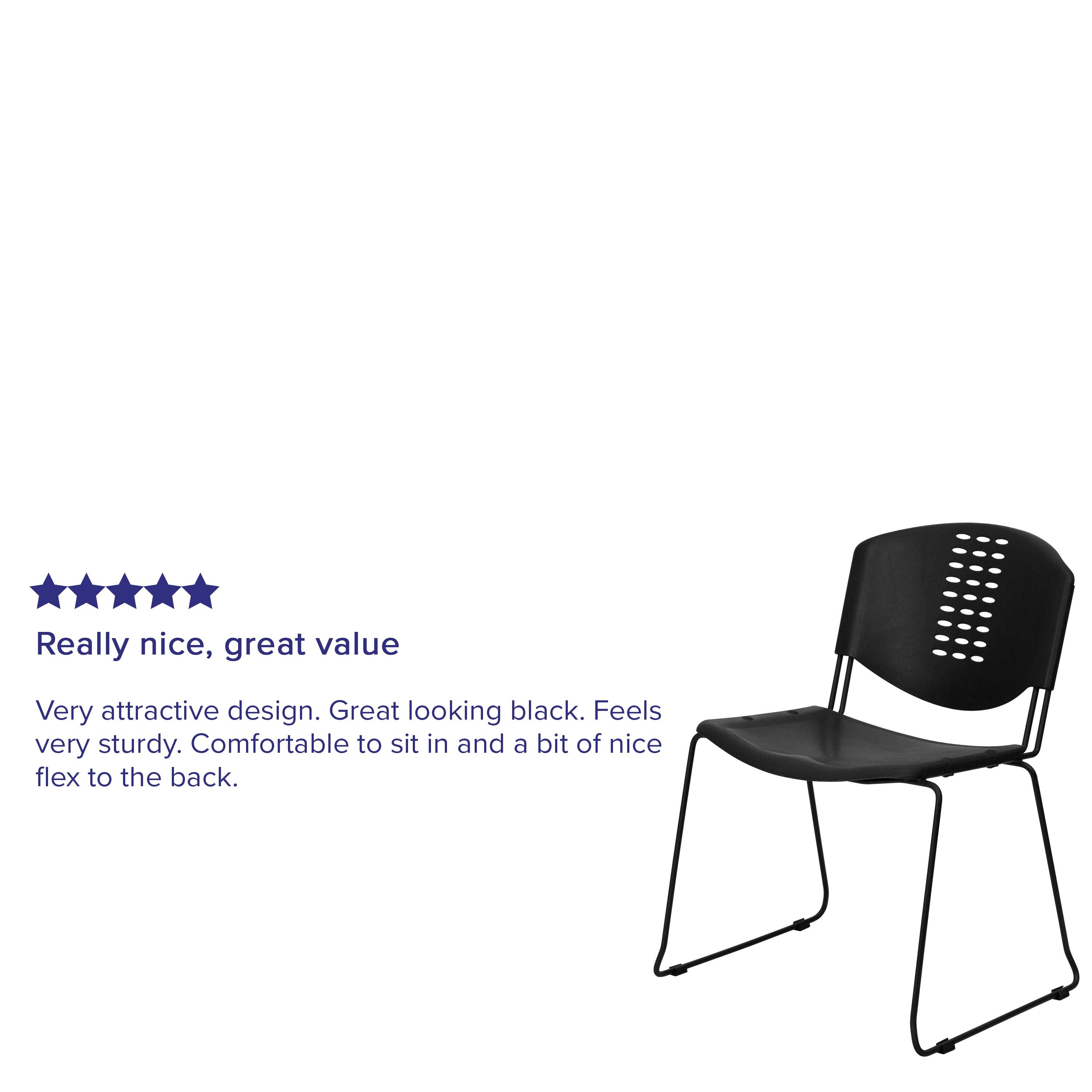 Really nice, great value

Very attractive design. Great looking black. Feels very sturdy. Comfortable to sit in and a bit of nice flex to the back.