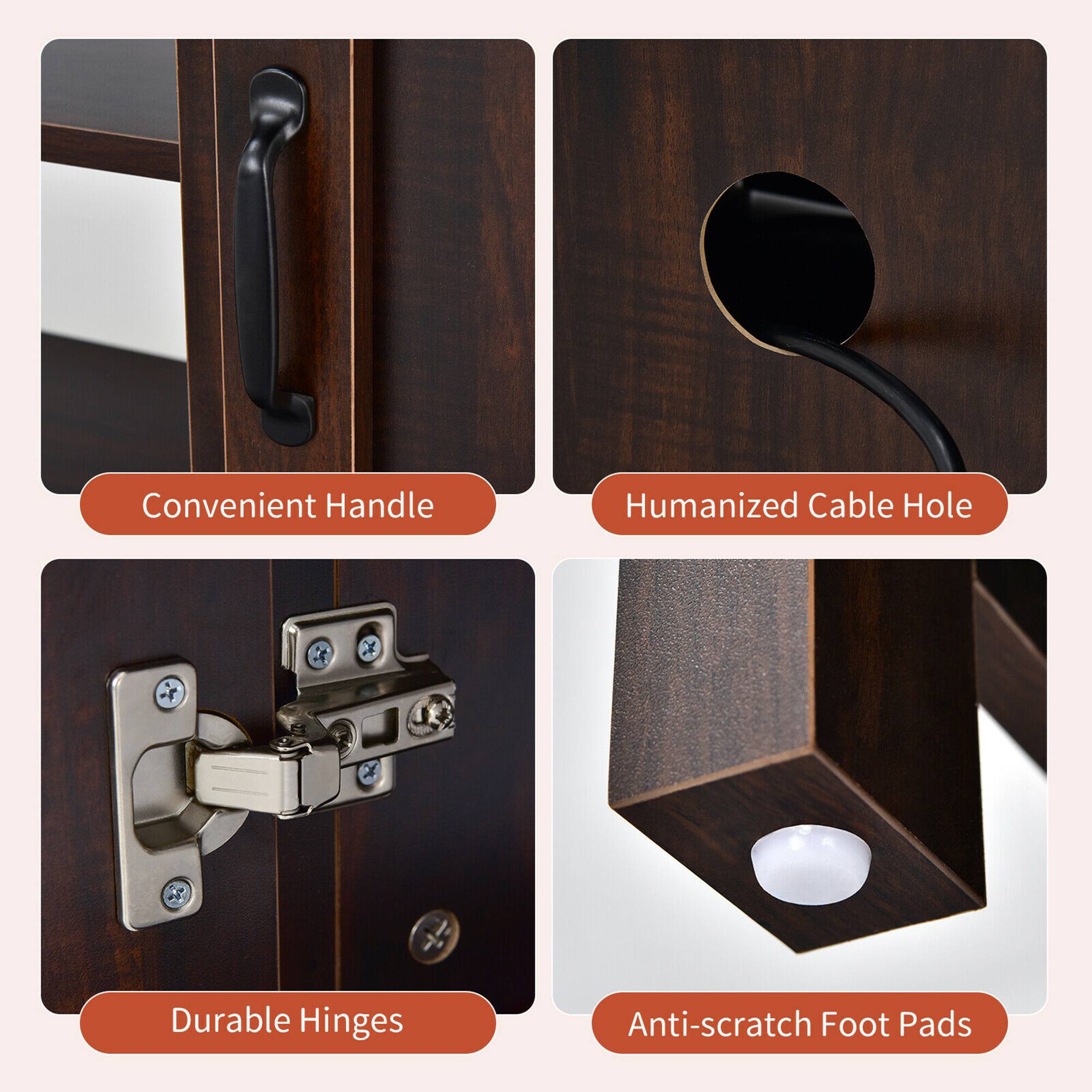 Convenient Handle, Humanized Cable Hole, Durable Hinges, Anti-scratch Foot Pads