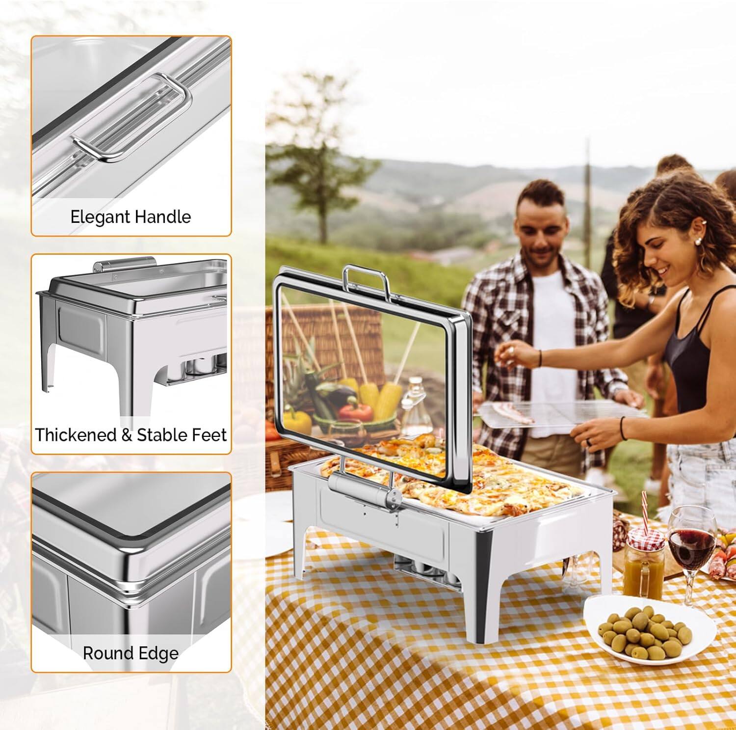 Elegant Handle  
Thickened & Stable Feet  
Round Edge
