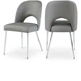Meridian Furniture - Logan Grey Vegan Leather Dining Chair, Set of 2 - Gray