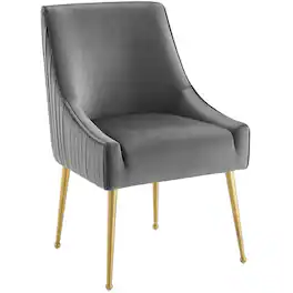 Discern Pleated Back Upholstered Performance Velvet Dining Chair by Modway - Gray
