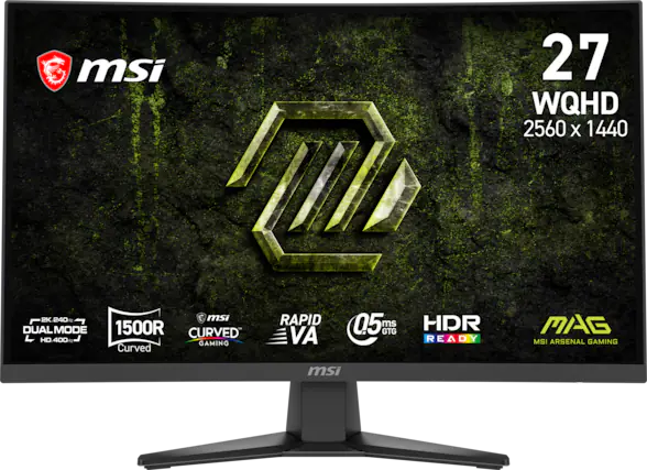 msi 27 WQHD 2560 X 1440 2K 240Hz DUAL MODE HD 400Hz 1500R CURVED GAMING RAPID VA 0.5ms GTG HDR READY MAG MSI ARSENAL GAMING
