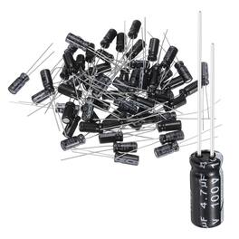 Unique Bargains - 4.7uF 100V 5x11mm Electrolytic Capacitor, 105C High Temp Radial Leads, for TVs/LCDs/VCD, 60pcs - Black