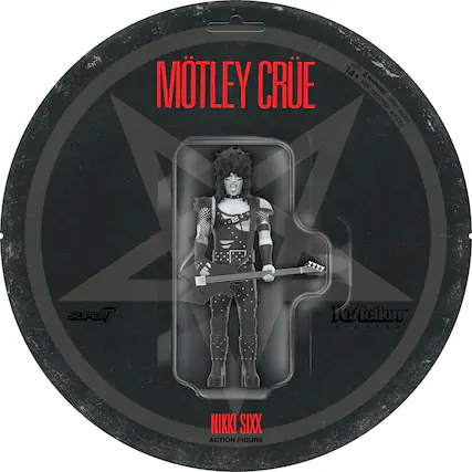 MOTLEY CRUE AGES 14+ ADULT WARNING CHOKING HAZARD NOT A TOY SUPER ACTION FIGURES NIKKI SIXX ACTION FIGURE