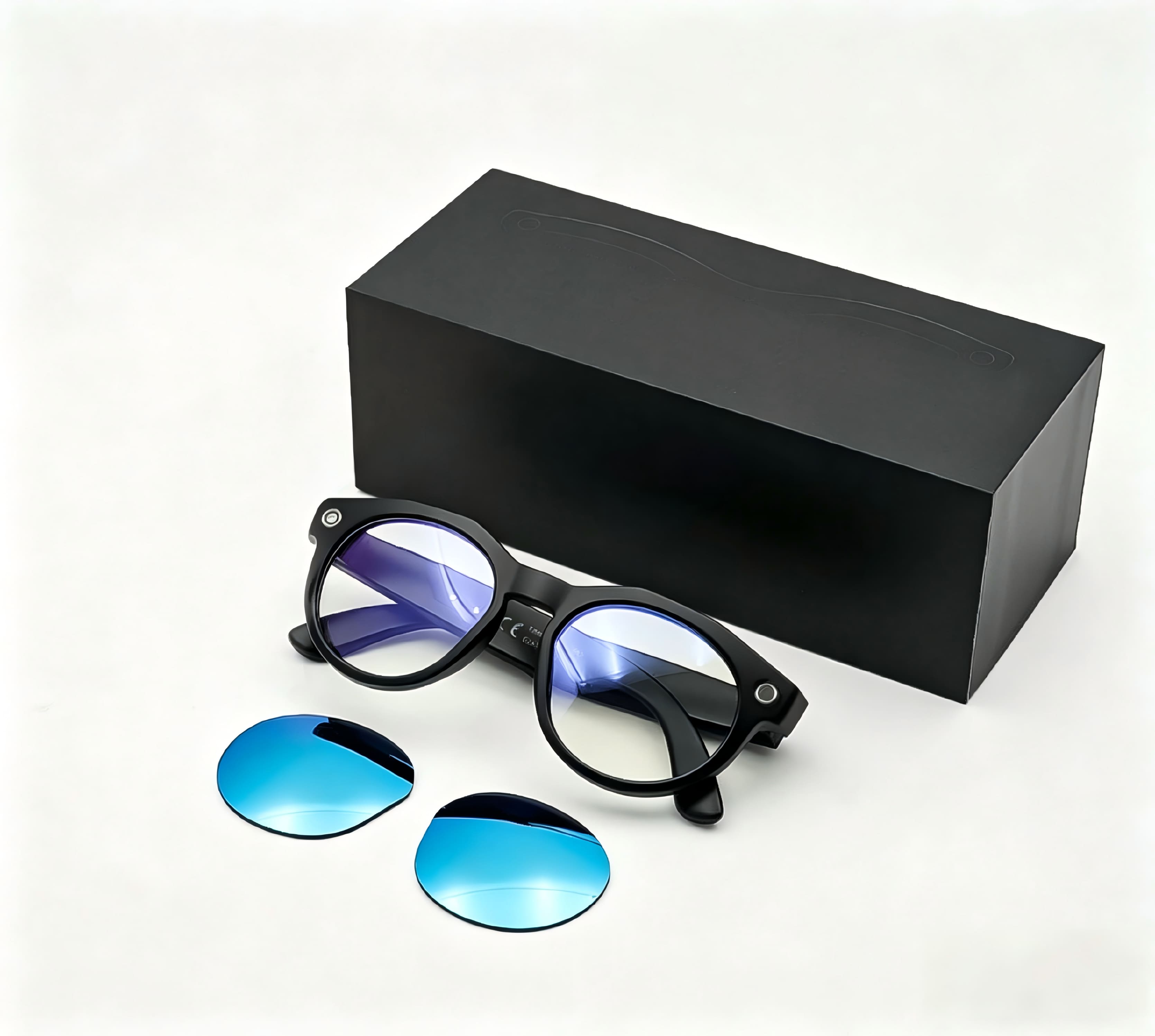 PRIMEPLUS - 8MP 4K Camera AI Smart Glasses Dual Lenses Video Recording WIFI Transfer Sunglasses Smart Glasses - Black