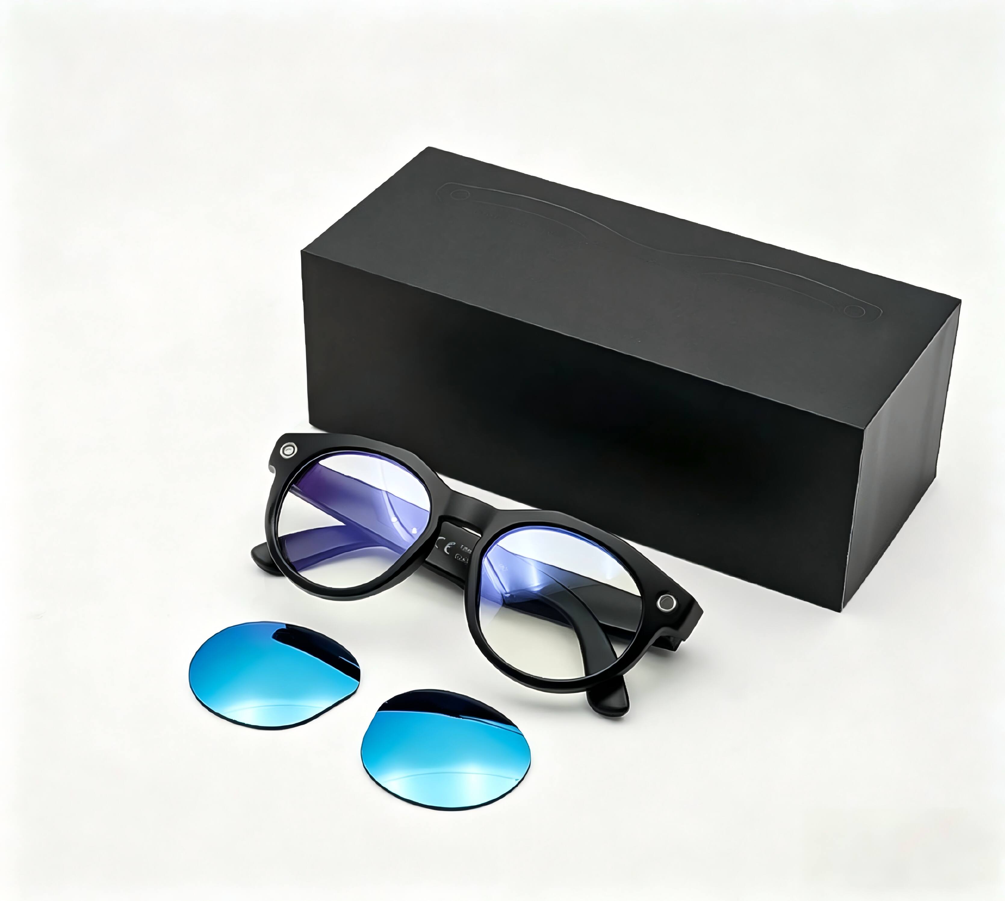 Front. PRIMEPLUS - 8MP 4K Camera AI Smart Glasses Dual Lenses Video Recording WIFI Transfer Sunglasses Smart Glasses - Black.