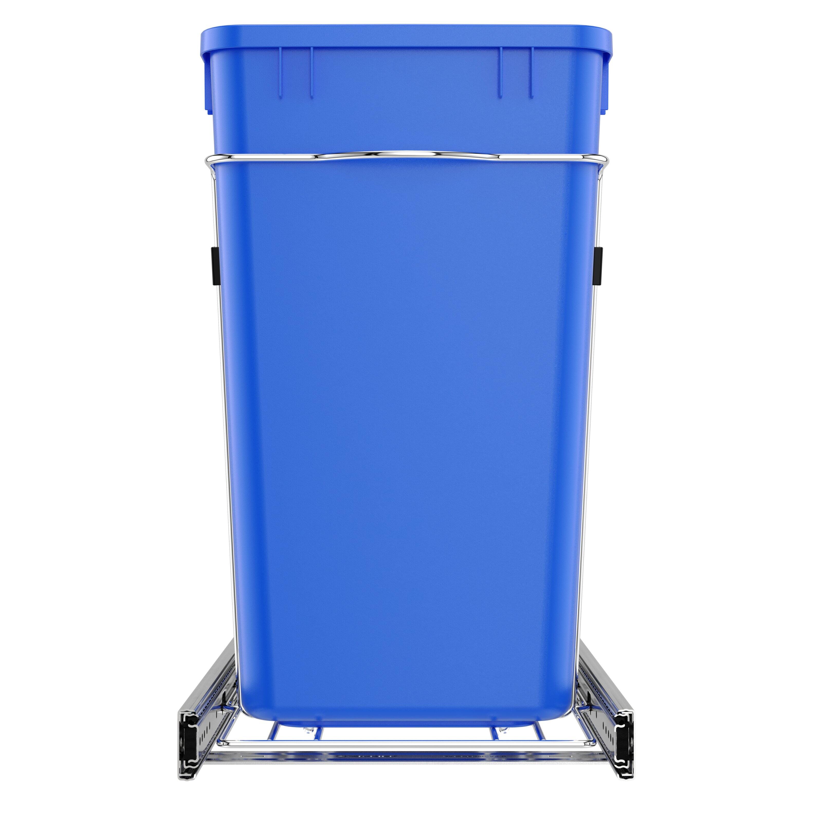 Alt View 8. Rev-A-Shelf - Rev-A-Shelf Double Pullout Trash Can 27 qt. for Kitchen, RV-15KD-2218C-S - Blue/Black.