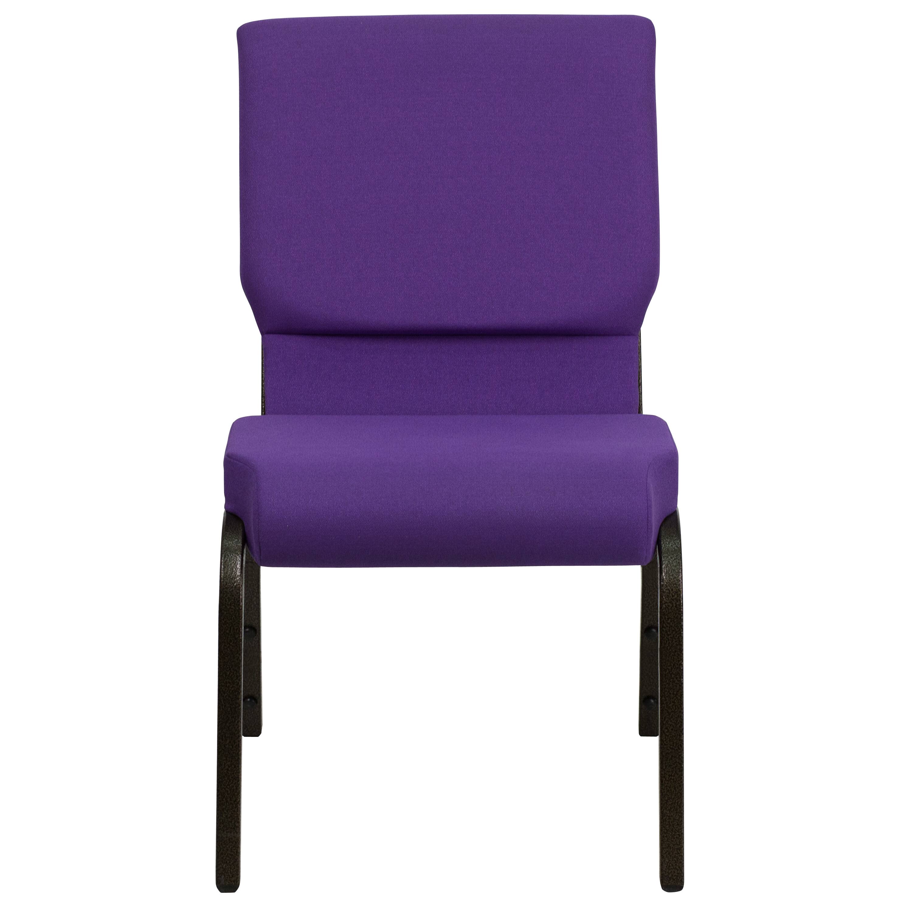 Alt View 7. Emma + Oliver - 4 Pack 18.5''W Stacking Church Chair - Purple Fabric/Gold Vein Frame.