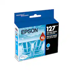 Designed for Epson Excellence TM/MIC EPSON 127 Extra High-capacity 50% more prints* E haute-capacit Ultra de tirages* XL 50% plus MOA srind. 127 Dpe Dp Cyan DURABrile Ultra INK.