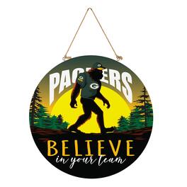 Evergreen Enterprises - Green Bay Packers 18" Bigfoot "Believe in Yourself" Team Logo Wood Round Door Sign - Multicolor