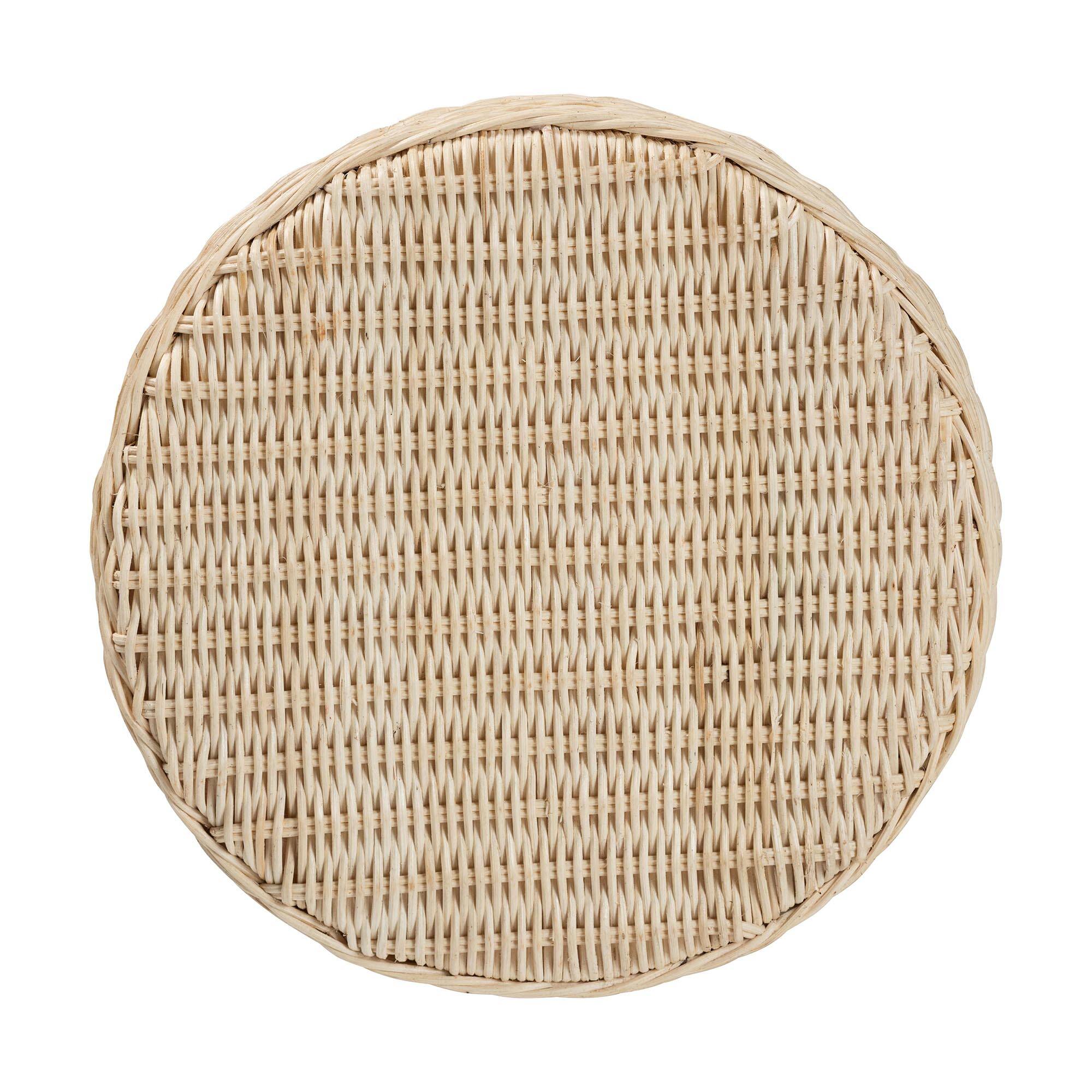 Back. bali & pari - bali & pari Sarna Natural Rattan End Table - Handwoven Wicker Accent Table with Scalloped Base and Two-Tone Finish - Natural Brown/White.