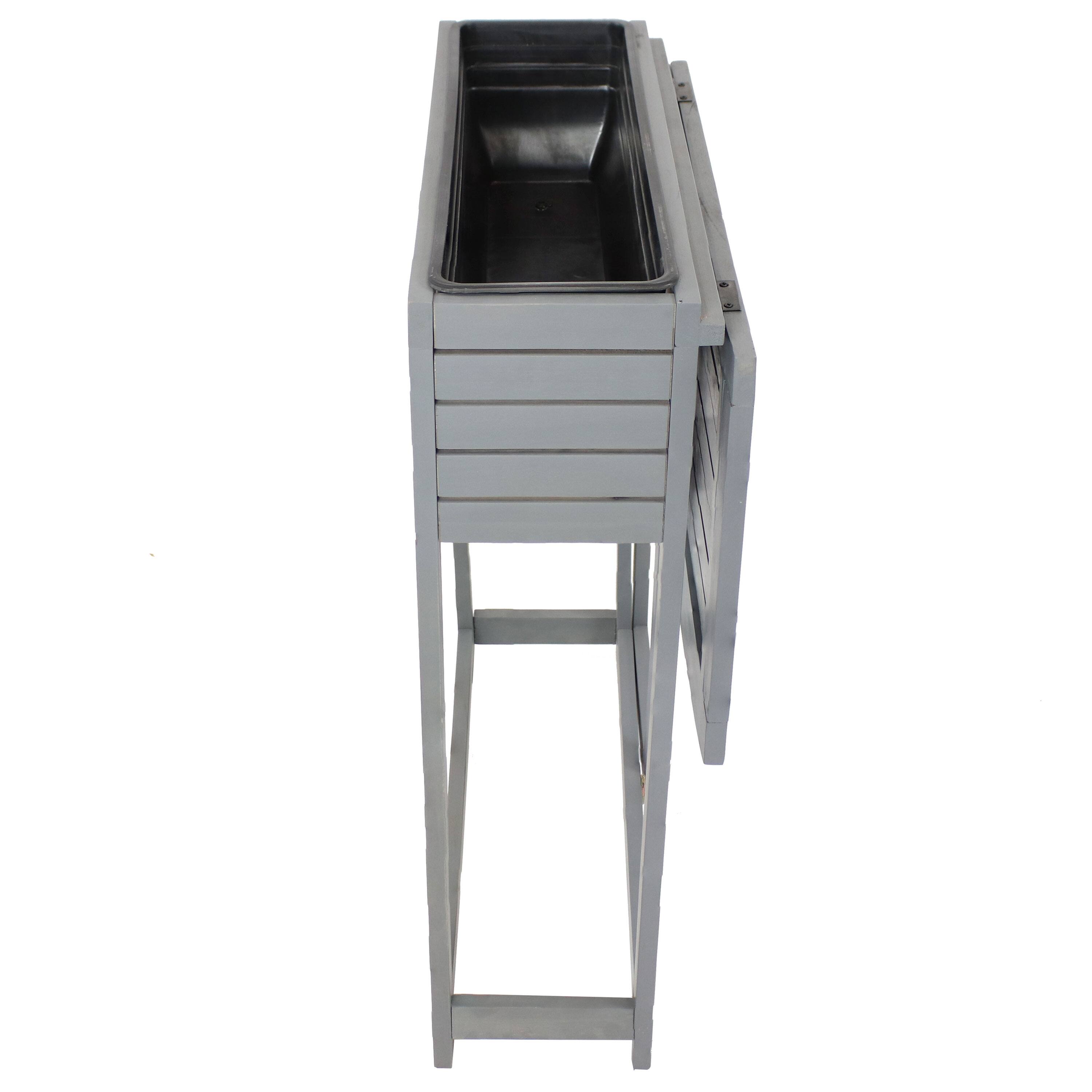 Alt View 7. Sunnydaze - Acacia Wood Folding Table with Planter Box - 30.5" H - Gray.