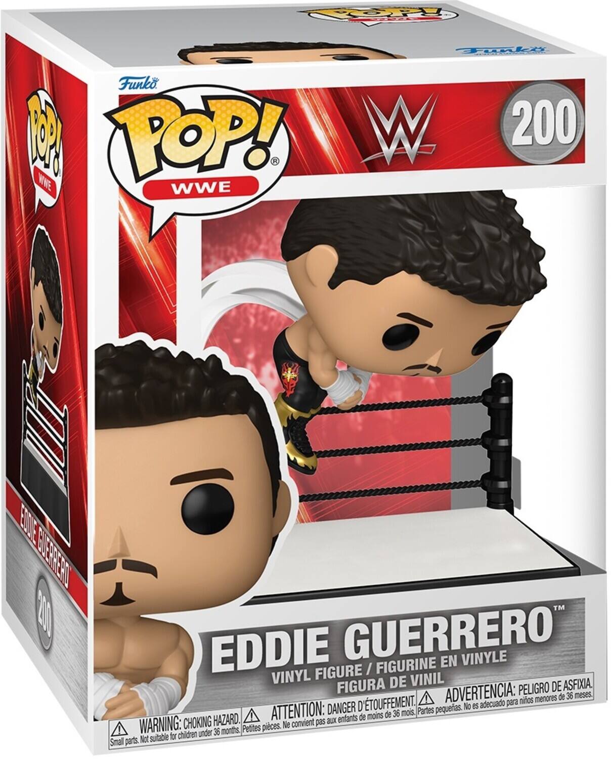 Funko POP! WWE  
200  
EDDIE GUERRERO  
VINYL FIGURE / FIGURINE EN VINYLE / FIGURA DE VINIL  

WARNING: CHOKING HAZARD - Small parts. Not suitable for children under 36 months.  
ATTENTION: PELIGRO DE ASFIXIA. No es adecuado para niños menores de 36 meses.  
ADVERTENCIA: DANGER D'ÉTOUFFEMENT. Ne convient pas aux enfants de moins de 36 mois.