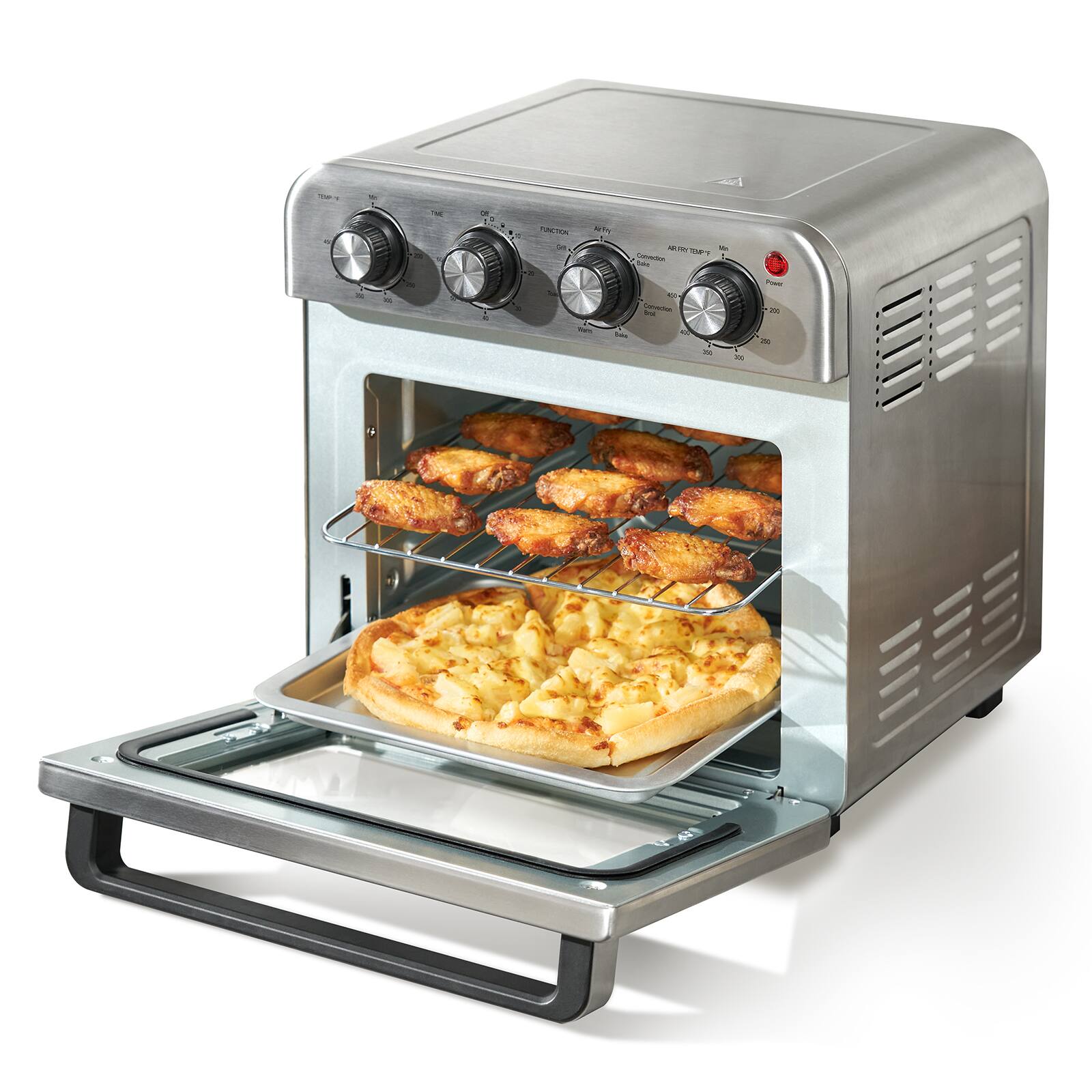 Front. VEVOR - 7-IN-1 Air Fryer Toaster Oven, 18L Convection Oven, 1700W Stainless Steel Toaster Ovens Countertop Combo with Grill - Silver.