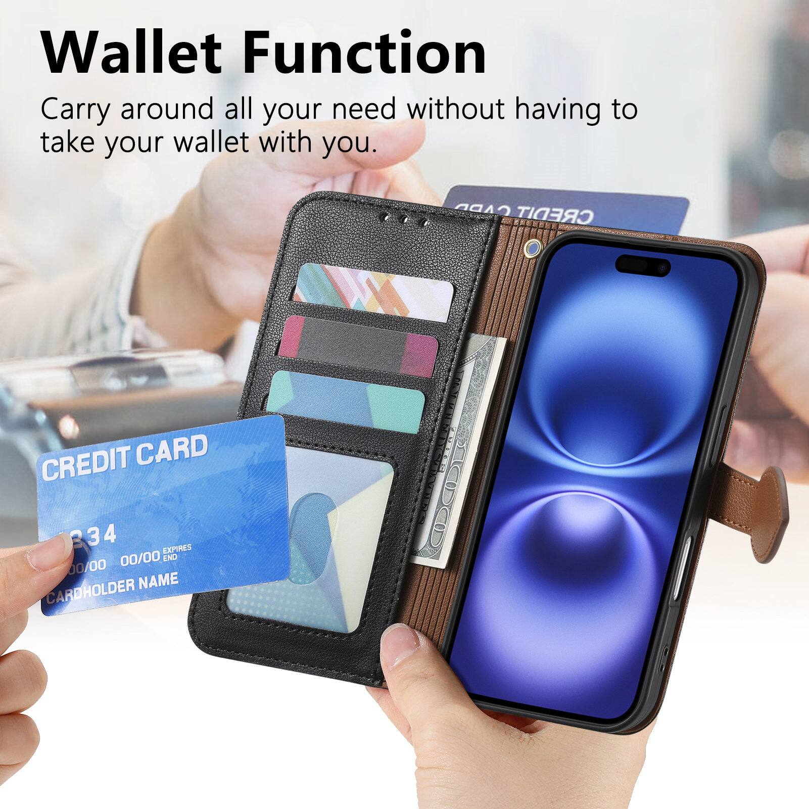Wallet Function  
Carry around all your need without having to take your wallet with you.  

CREDIT CARD  
234 4  
EXPIRES 00/00  
END 00/00  
CARDHOLDER NAME