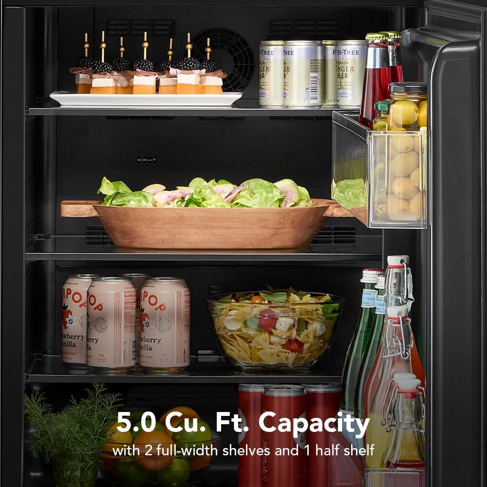 5.0 Cu. Ft. Capacity with 2 full-width shelves and 1 half shelf