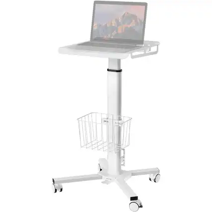 Front. Hivvago - Hospital Style White Mobile Stand-Up Computer Desk Portable Workstation - White.