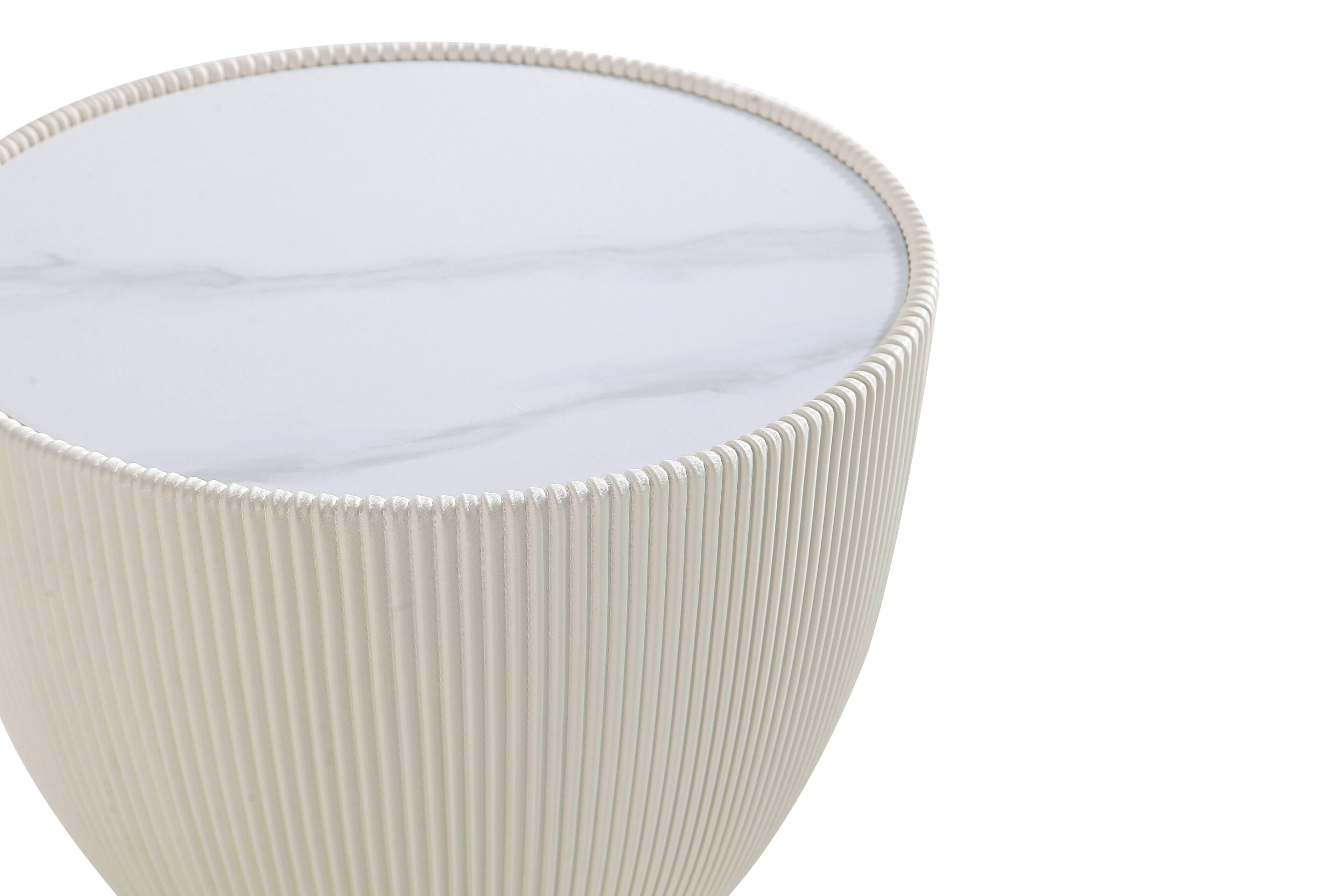 Alt View 1. Manhattan Comfort - Anderson Modern Sintered Stone Top Upholstered End Table - Set of 2 - Cream.