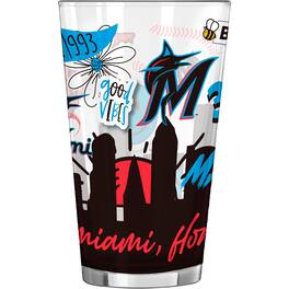 Logo Brands - Miami Marlins 16oz. Native Pint Glass - Multicolor