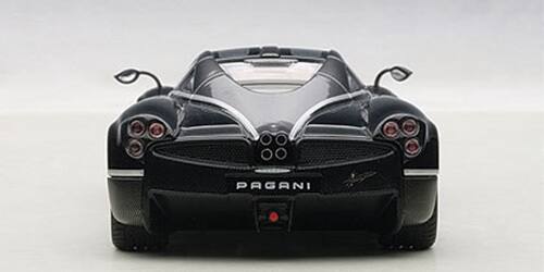 Alt View 2. Autoart - Pagani Huayra Black with Silver Stripes 1/43 Diecast Model Car by Autoart.