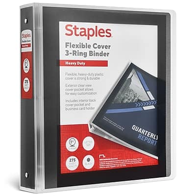 "Staples - Heavy Duty 1 1/2"" 3-Ring Flexible Poly Binder - Black" price history on PriceWatchPro