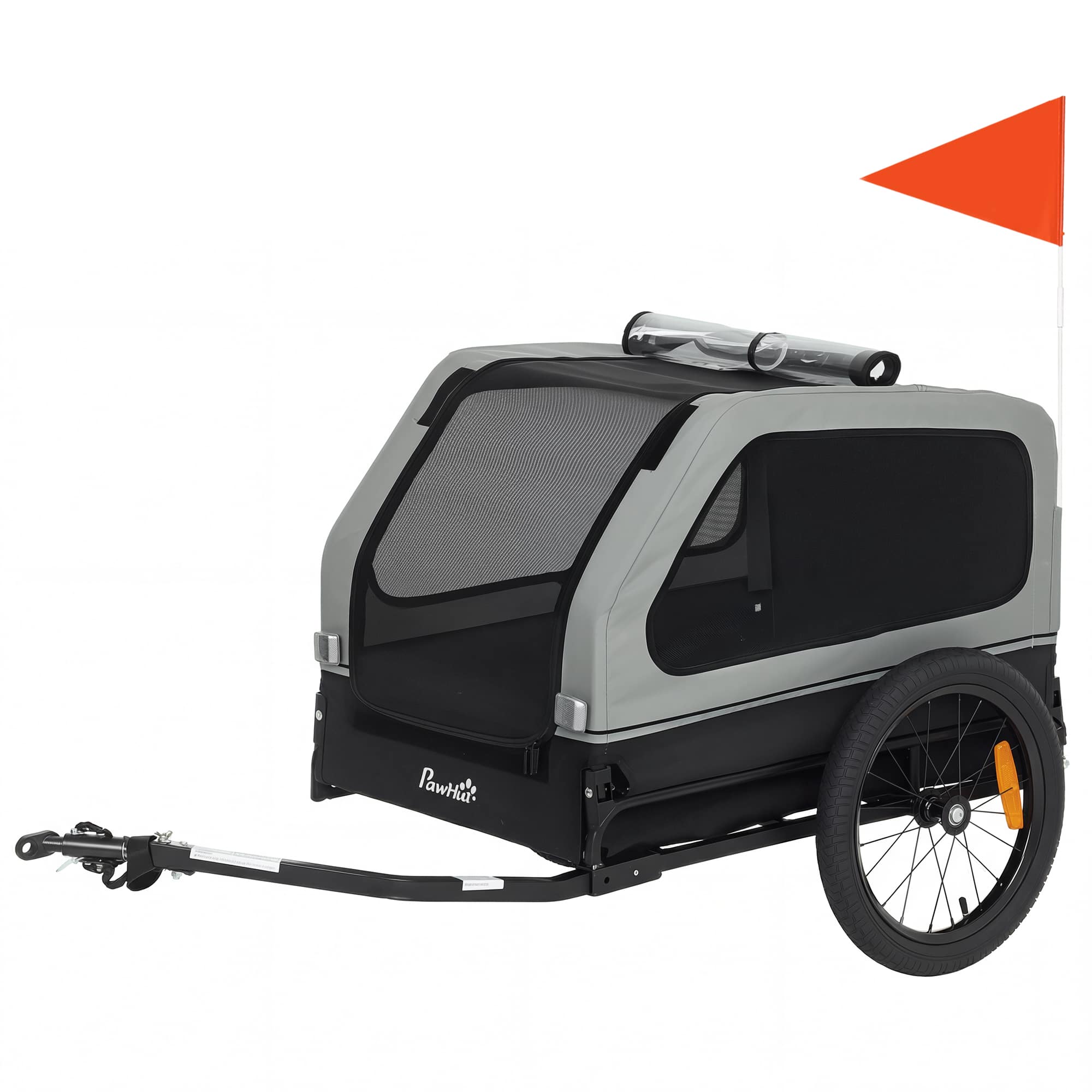 Pawhut - Bike Trailer for Small & Medium Dogs, Universal Bicycle Coupler - Gray