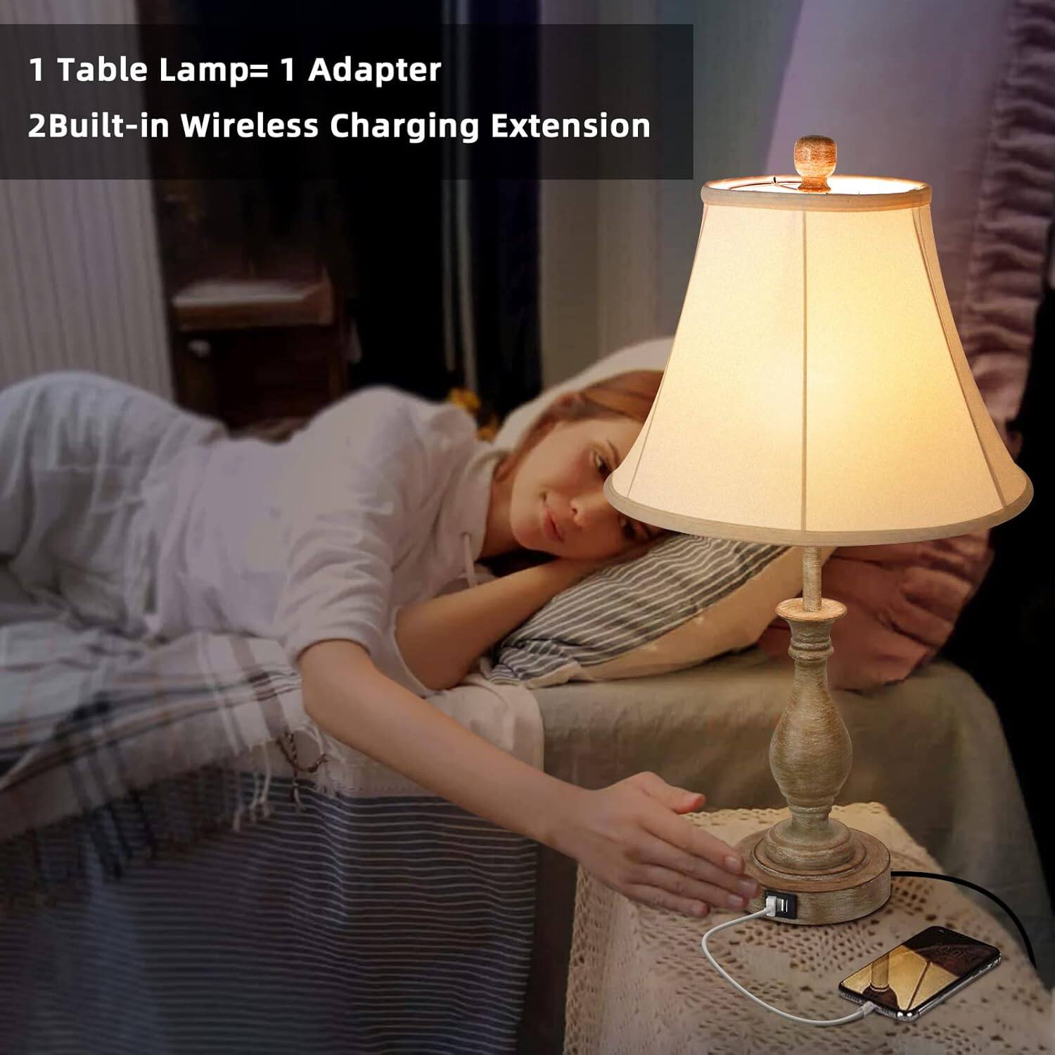 1 Table Lamp = 1 Adapter  
2 Built-in Wireless Charging Extension