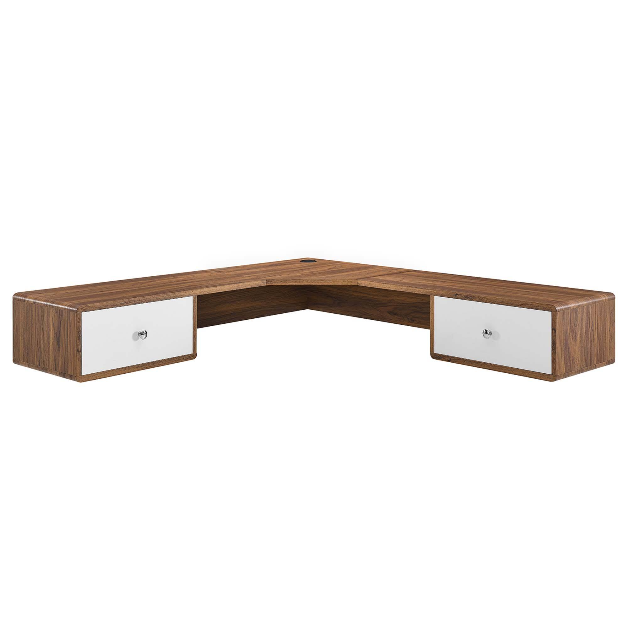 Alt View 2. Modway - Transmit 55" Wall Mount Corner Wood Office Desk by Modway - Walnut White.