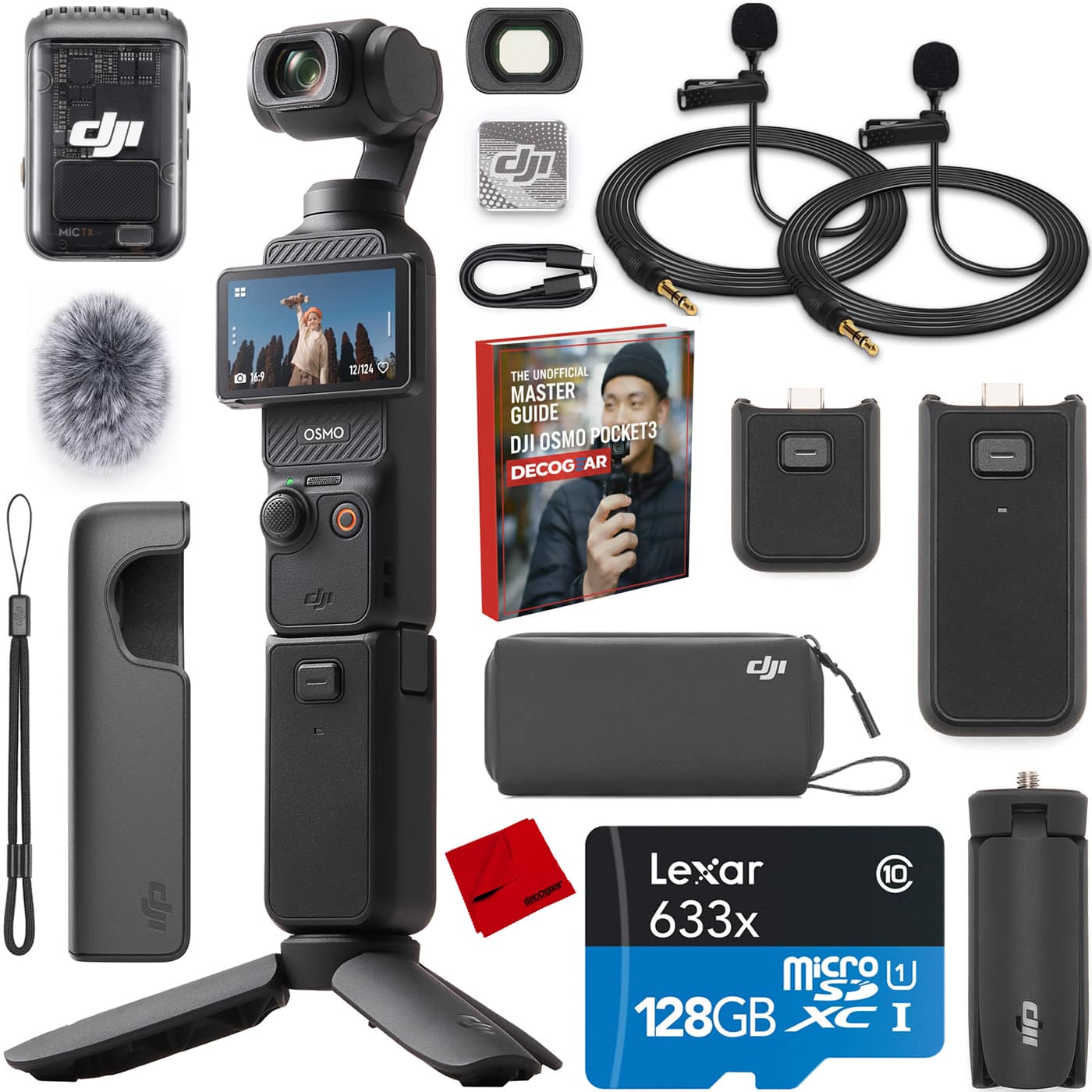 DJI - Osmo Pocket 3 Creator Combo 3-Axis Stabilized 4K Gimbal Camera with 2 Mic Bundle