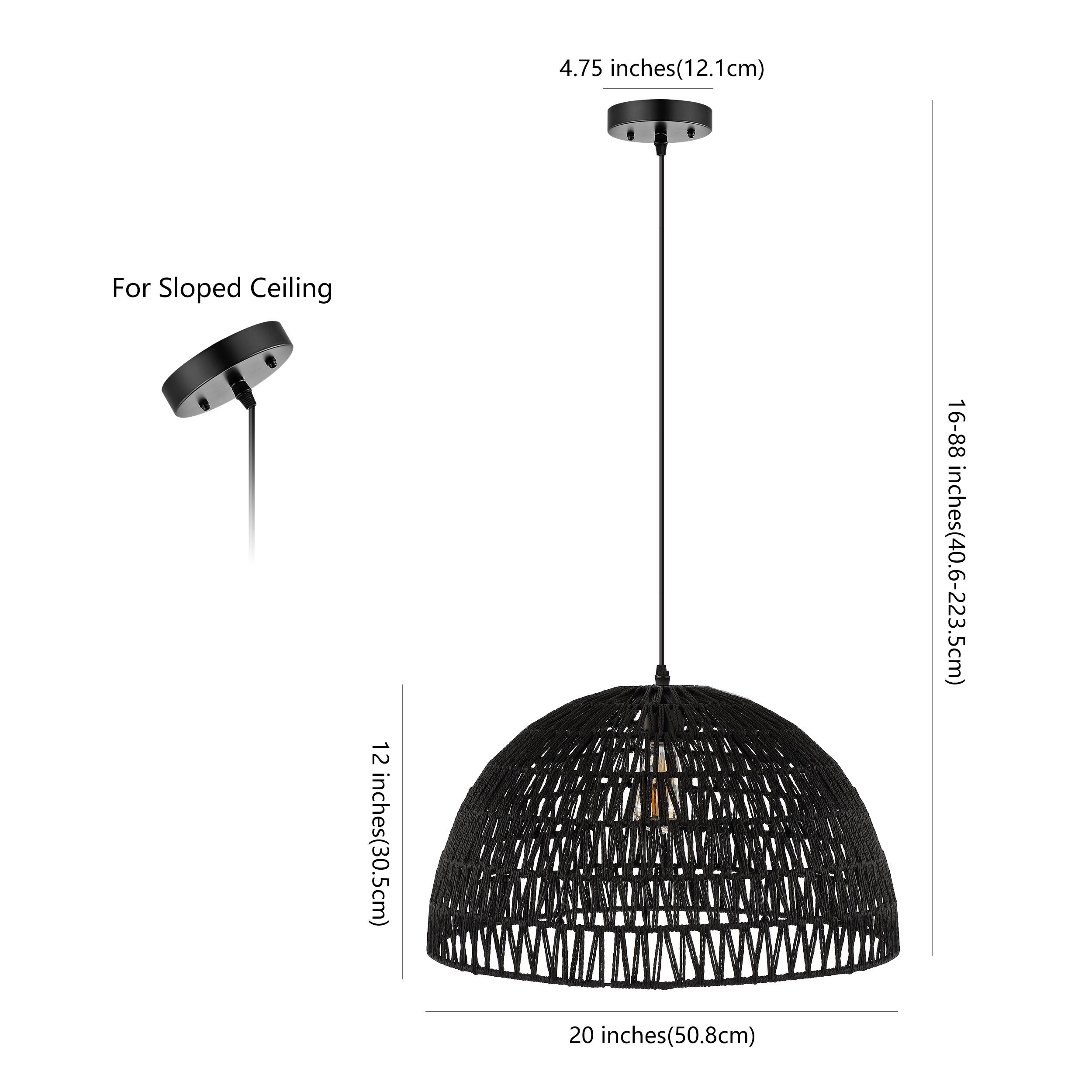 For Sloped Ceiling

4.75 inches (12.1 cm)

12 inches (30.5 cm)

20 inches (50.8 cm)

16-88 inches (40.6-223.5 cm)