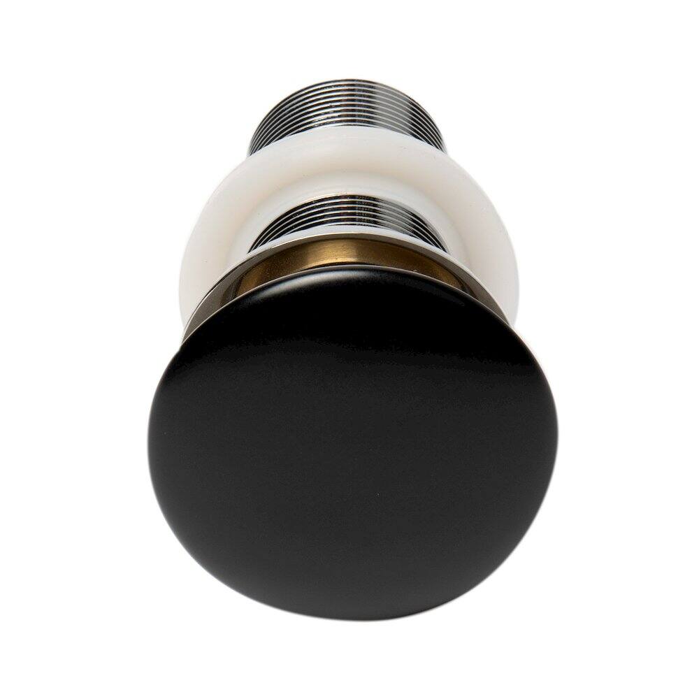 Angle. Alfi - Black Matte Ceramic Mushroom Top Pop Up Drain for Sinks without Overflow - Black.