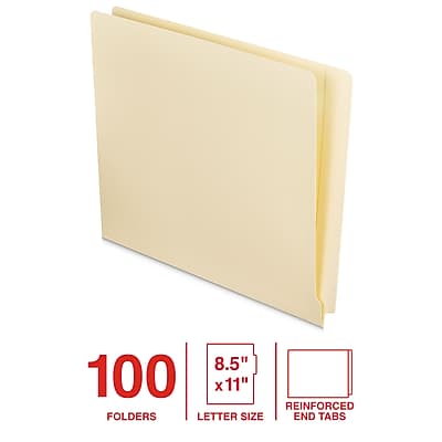 8.5" x 11" REINFORCED FOLDERS LETTER SIZE END TABS

100 FOLDERS

8.5" x 11" LETTER SIZE

REINFORCED END TABS