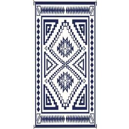 HTUTWOO - 9' x 18' Outdoor Reversible Rug - Waterproof Plastic Straw Patio Mat with Carry Bag, Foldable Camping Carpet - Blue White