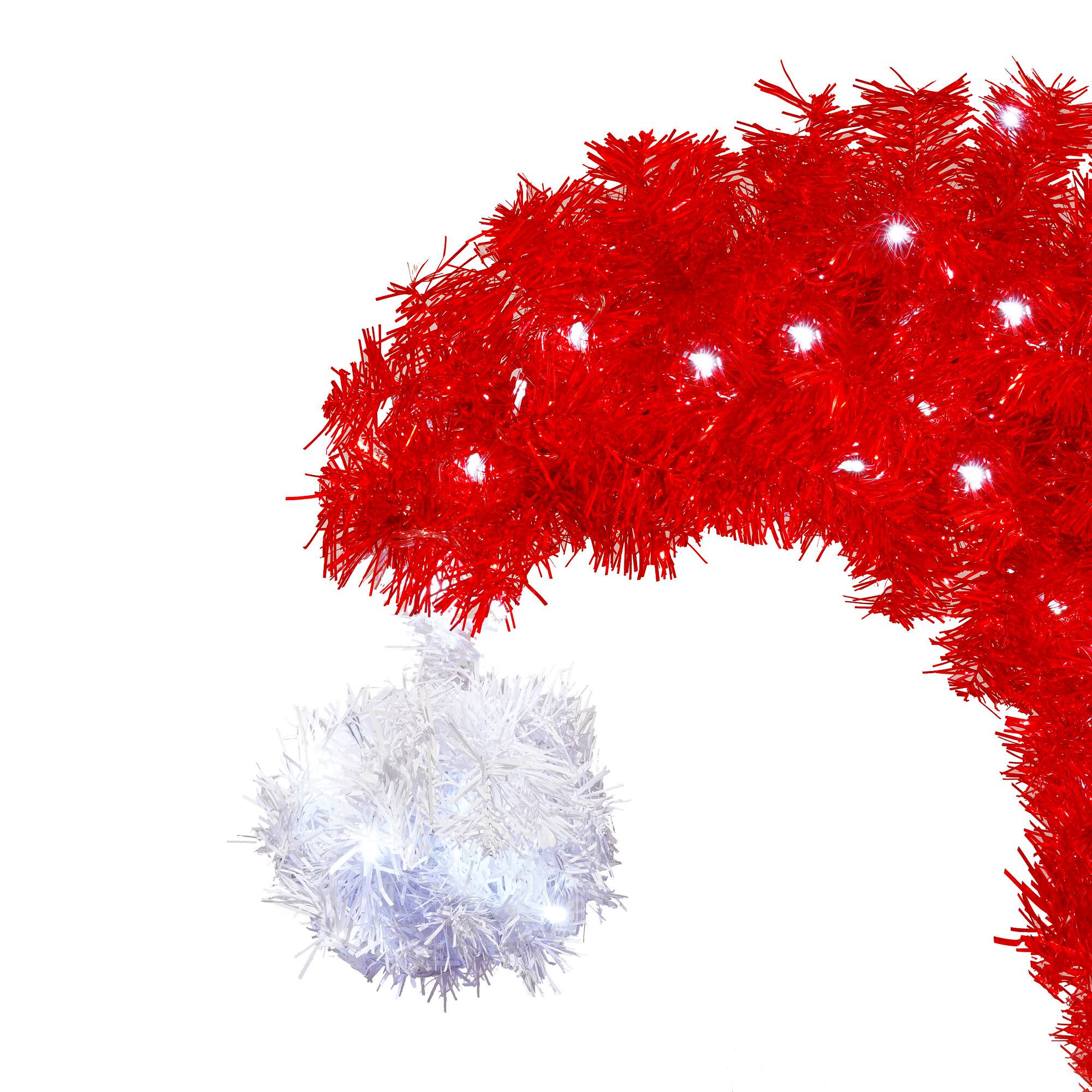 Alt View 6. Tiramisubest - 6FT Artificial Christmas Tree with LED Light, Santa's Hat Shape Artificial Xmas Tree with 1050 Tip, Curved Xmax Tree - Red,White.