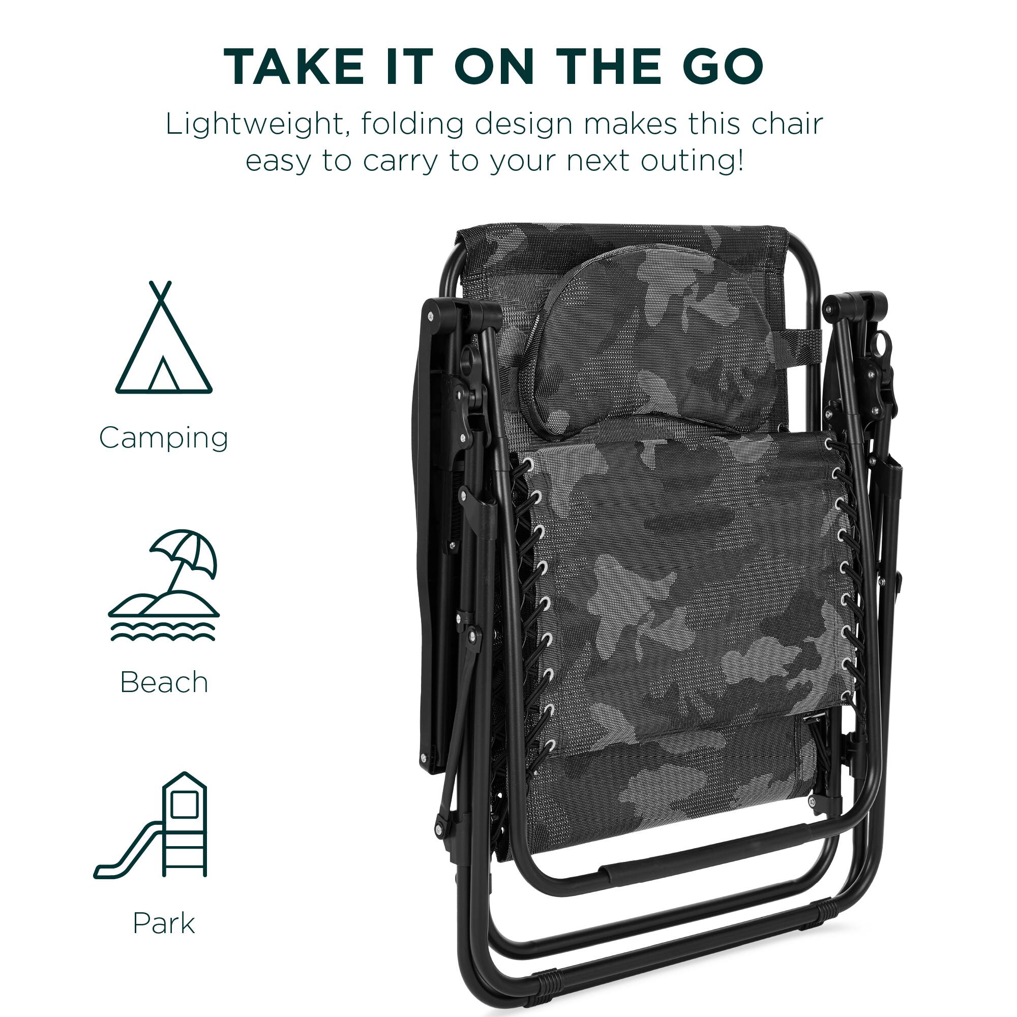 TAKE IT ON THE GO

Lightweight, folding design makes this chair easy to carry to your next outing!

Camping  
Beach  
Park