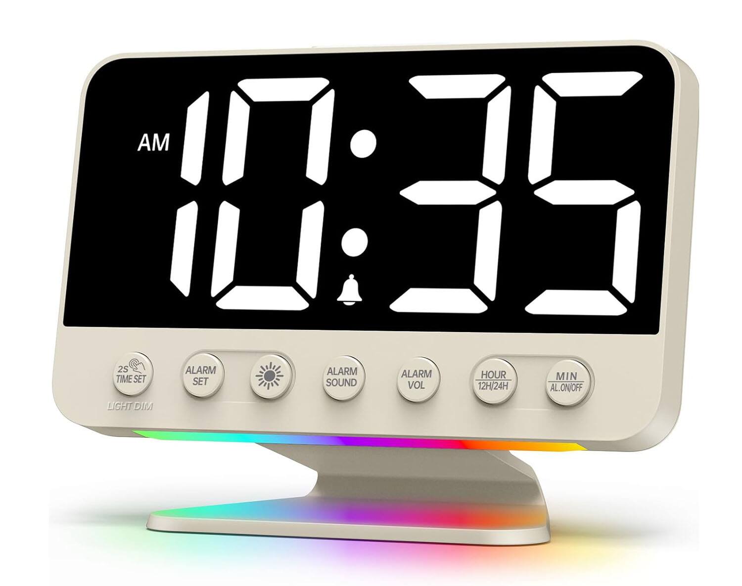 AM 10:35  
2S TIME SET  
ALARM SET  
ALARM SOUND  
ALARM VOL  
HOUR 12H/24H  
MIN AL.ON/OFF  
LIGHT DIM