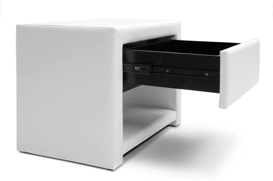 Left. Baxton Studio - Massey Upholstered Modern Nightstand - White.
