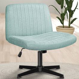 Neo Chair - Criss Cross Chair No Wheels Armless Cross Legged Office Desk Comfy Vanity Makeup Chair for Home Office Fabric - Standard-Mint