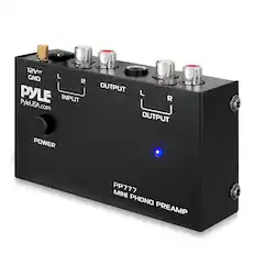 12V GND
L R
INPUT
PYLE
PyleUSA.com
OUTPUT L R
OUTPUT
POWER
PP777
MINI PHONO PREAMP