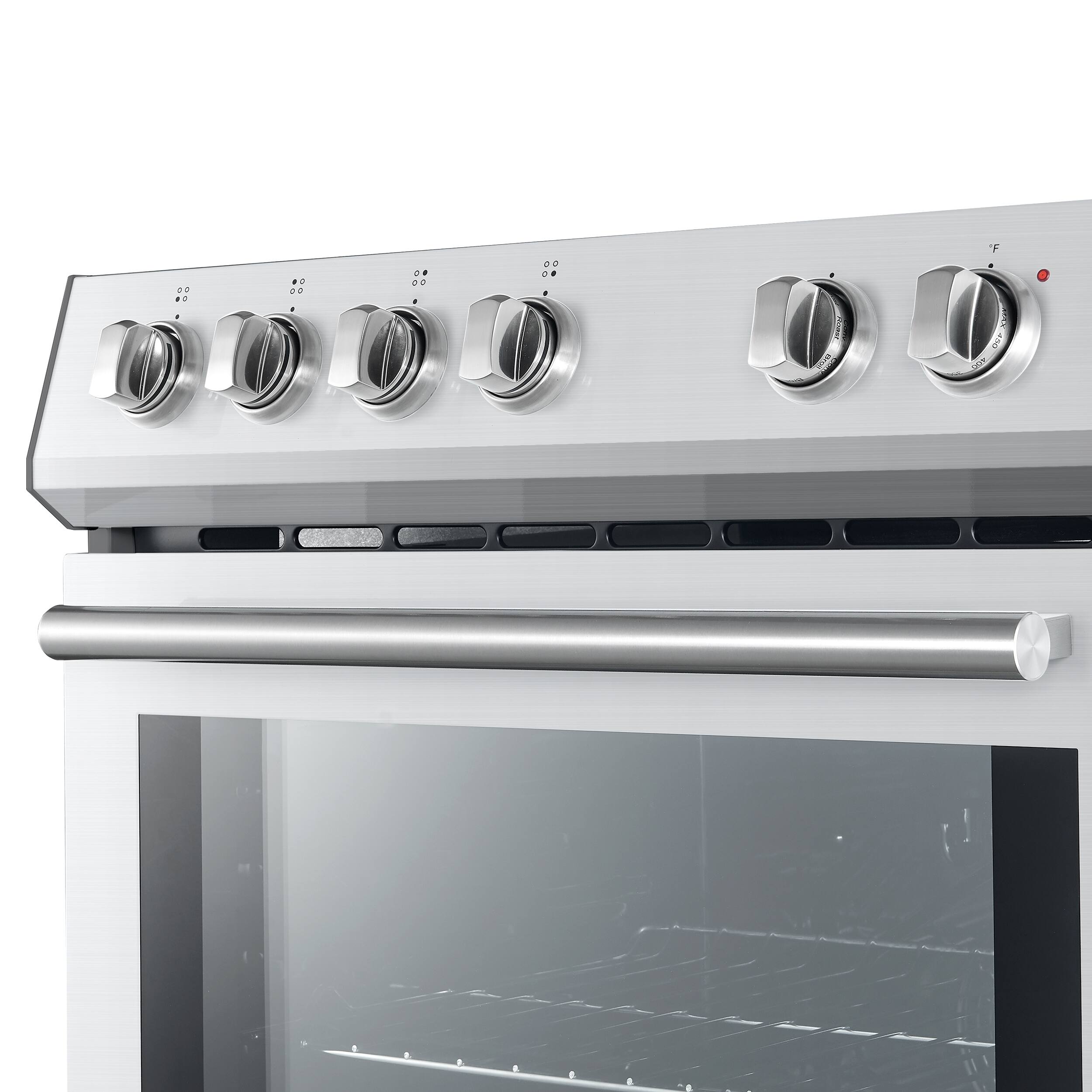 Alt View 13. Forno Appliances - Leonardo Espresso 5.0 cu. ft. Slide-In Oven Electric Convection Range in Stainless-Steel with Antique Brass Accents.