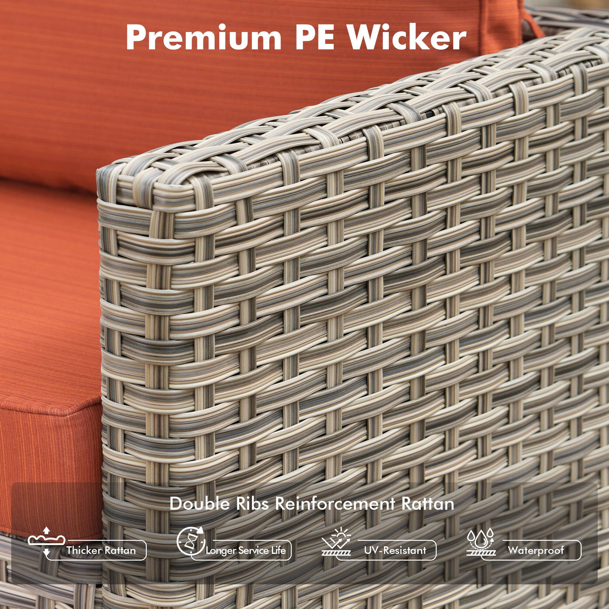 Premium PE Wicker

Double Ribs Reinforcement Rattan

- Thicker Rattan
- Longer Service Life
- UV-Resistant
- Waterproof