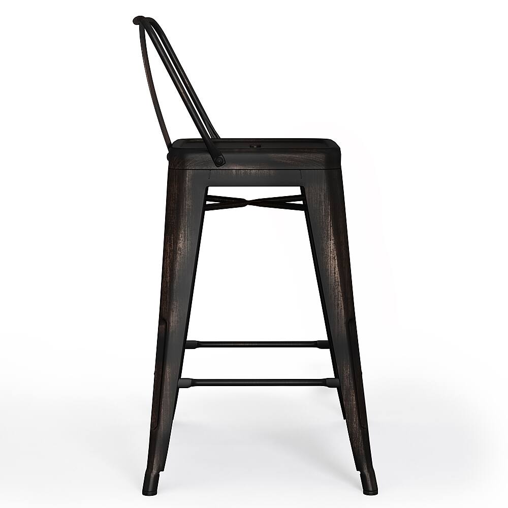 Alt View 12. Simpli Home - Rayne Industrial Metal 24 inch Counter Height Stool (Set of 2) in Distressed Black - Distressed Black.