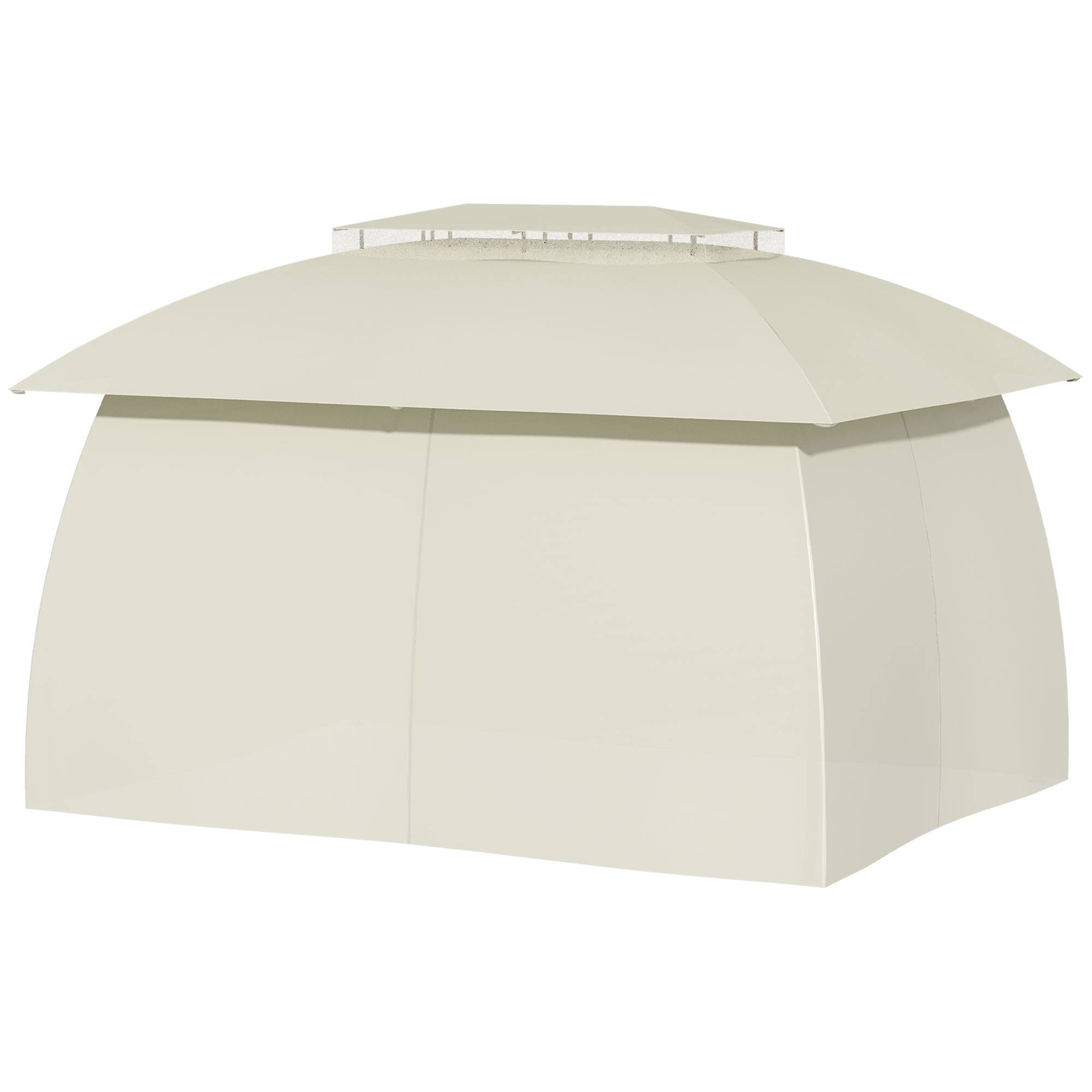 Front. Outsunny - x 13' Outdoor Gazebo Patio Gazebo Canopy, Double Vented Roof, Steel Frame - Beige.