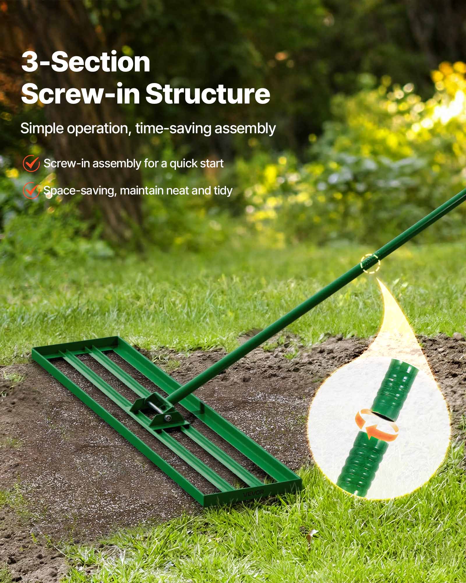 3-Section Screw-in Structure

Simple operation, time-saving assembly

- Screw-in assembly for a quick start
- Space-saving, maintain neat and tidy