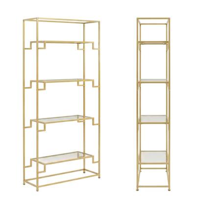 Front. Crosley Furniture - Celeste Etagere Bookcase - Gold.