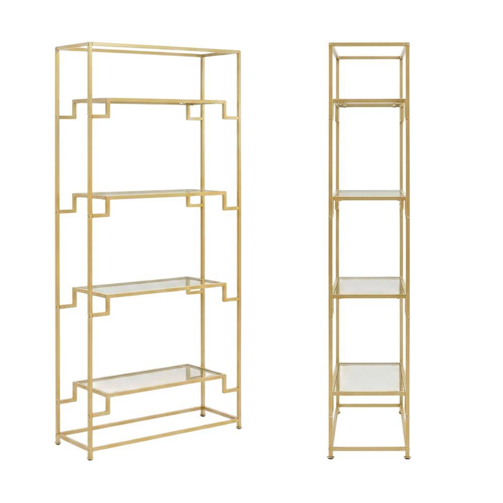 Front. Crosley Furniture - Celeste Etagere Bookcase - Gold.