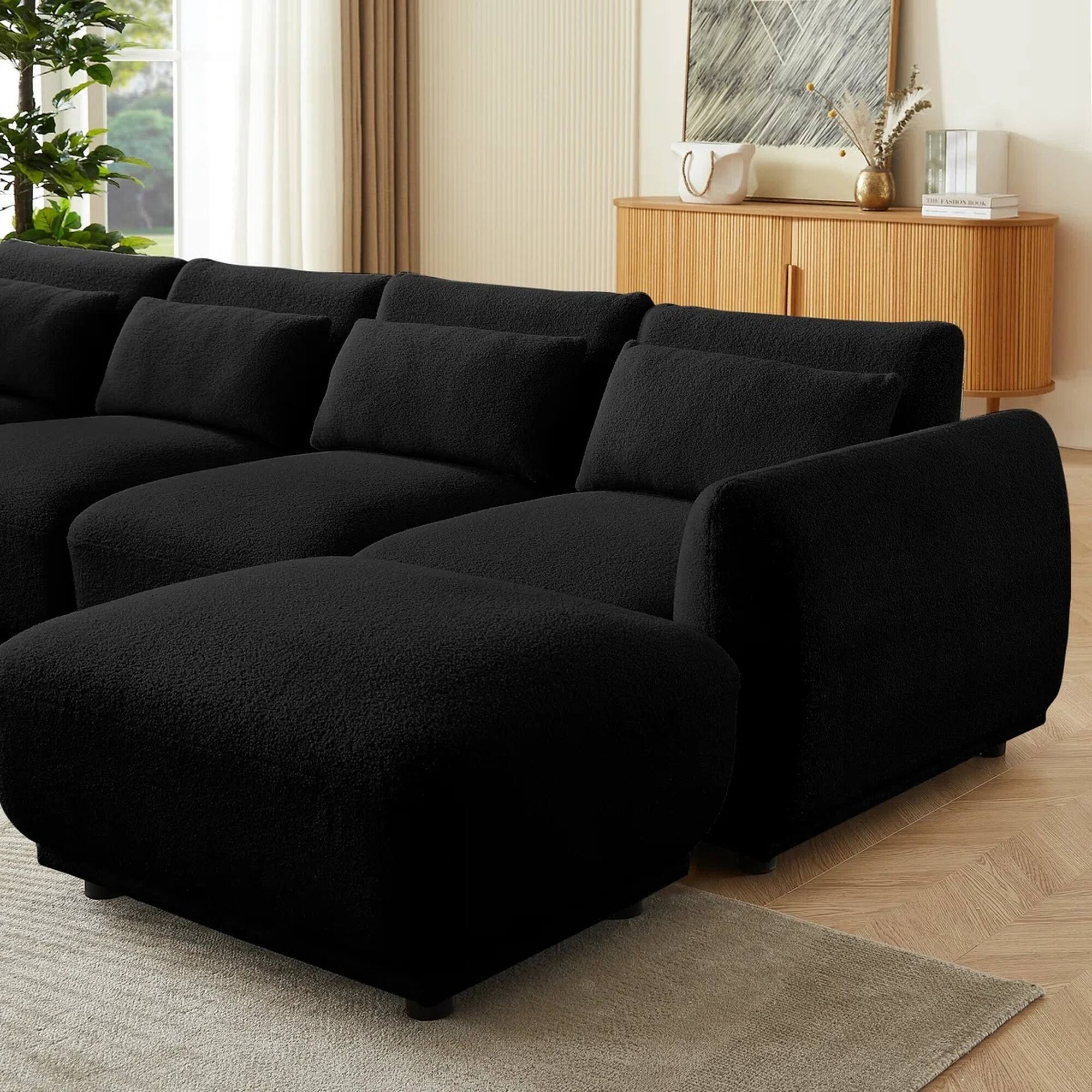 Alt View 2. Yardgrace - 4-Piece Upholstered Sectional Sofa – Stylish & Comfortable for Living Room - Black.