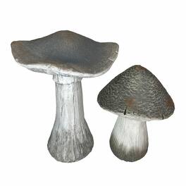 Zeckos - Set of 2 MGO Mushroom Statues, 14" & 17" Tall, Garden Decor - Multi